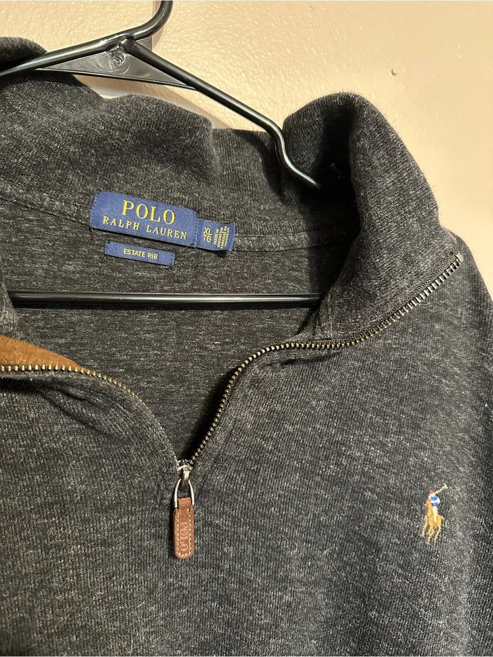 Polo by Ralph Lauren Dark Charcoal Half-Zip Sweater with Logo